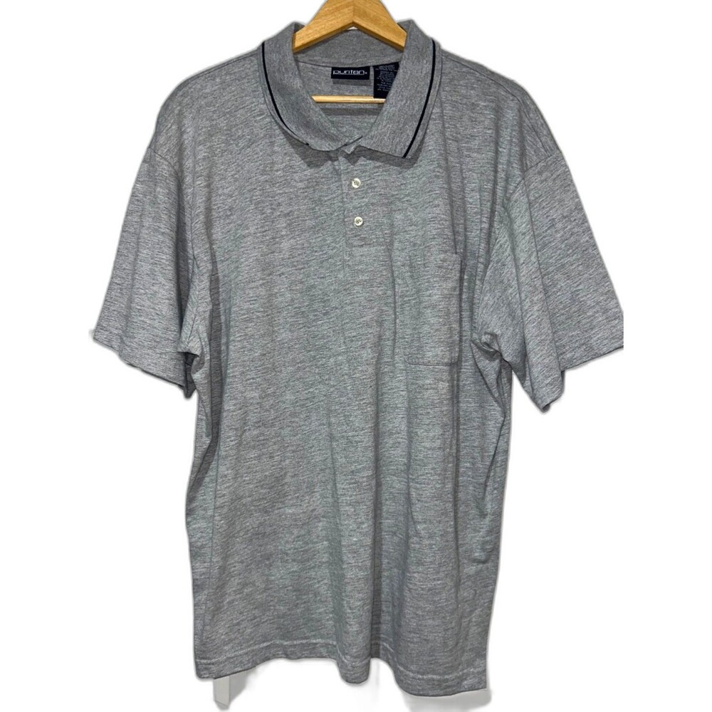 Puritan Men's Vintage Short Sleeve Polo Shirt size 2XL Gray Cotton Blend